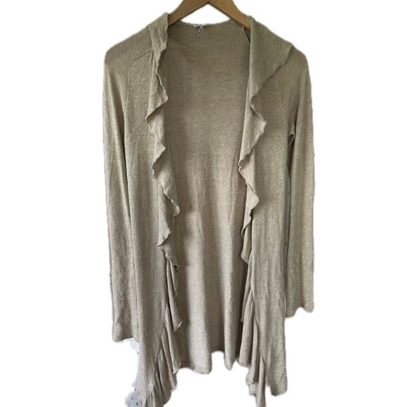 Splendid Women's Metallic Waterfall Open Front Lagenlook Duster Cardigan S - Picture 1 of 6
